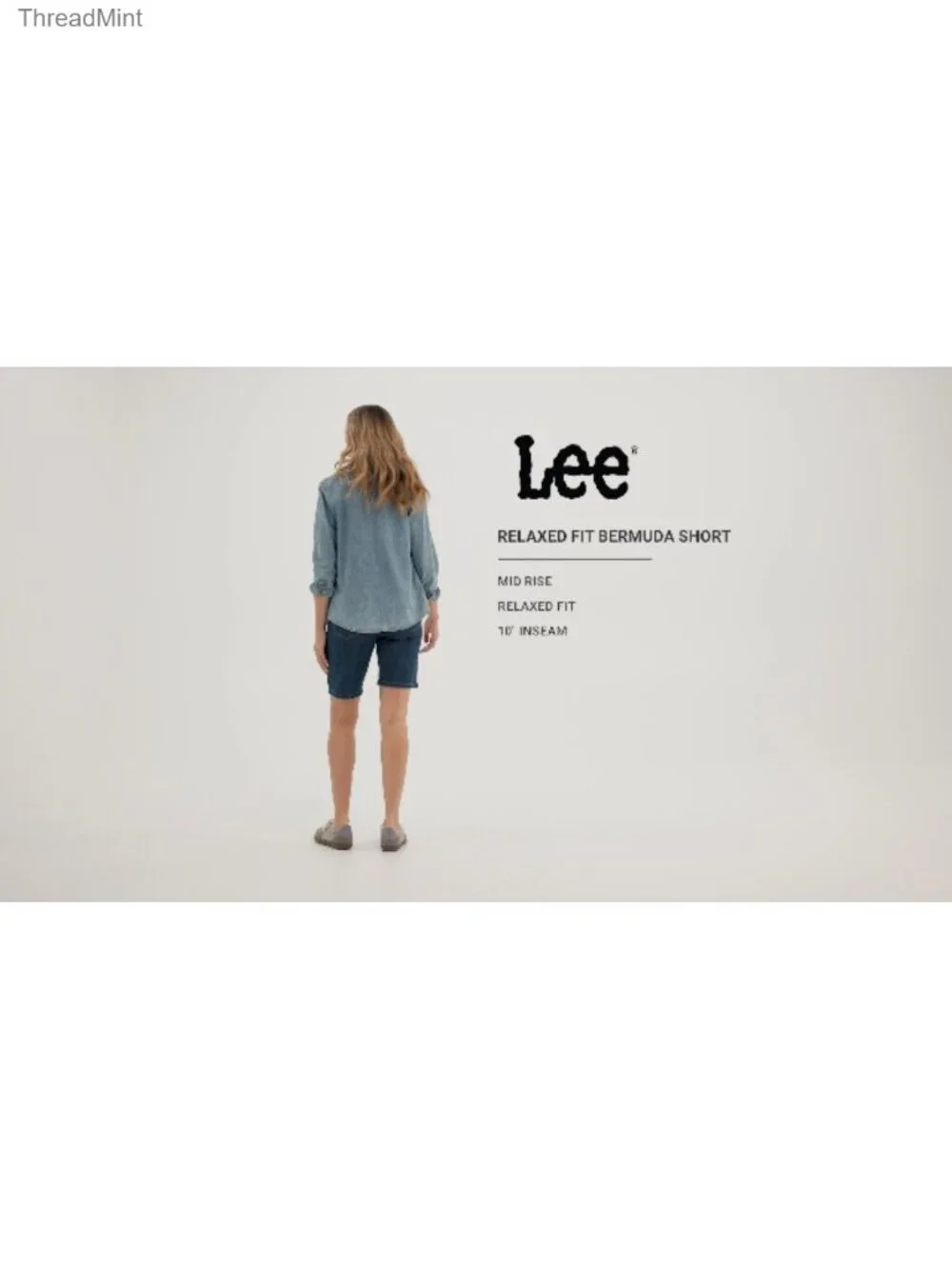 Women's Relaxed Fit Bermuda Shorts Mid-Rise Denim 5-Pocket
